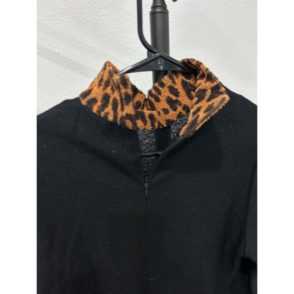 Vintage Mevisto Black Sweater Leopard Print Collar Cuffs Size 8 - Picture 5 of 8